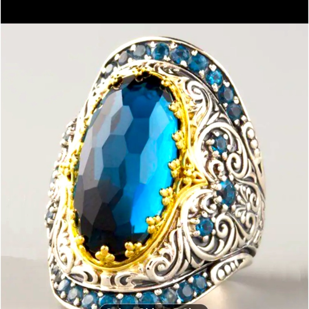 1pc New Topaz Color Ring European And American Plated.